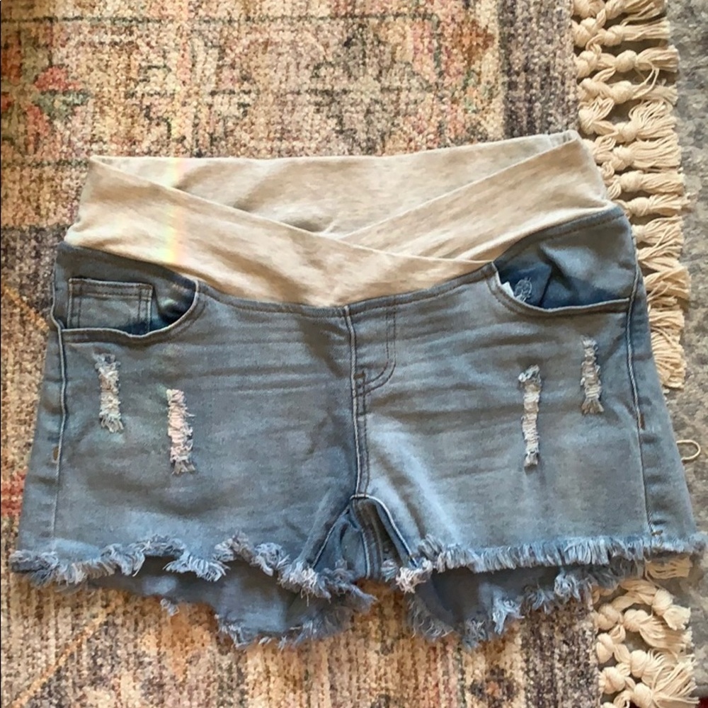 Maternity Light Blue Denim Shorts